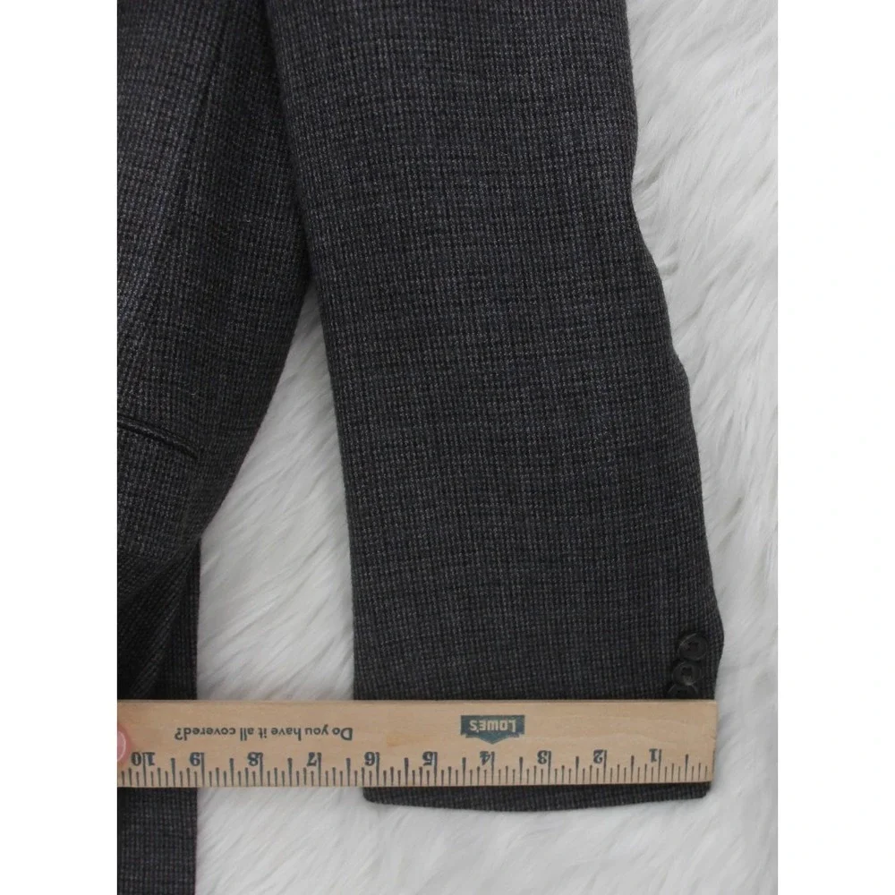 Lauren Ralph Lauren Blazer Mens 44L Plaid Check Lambswool Sport Coat Jacket Gray